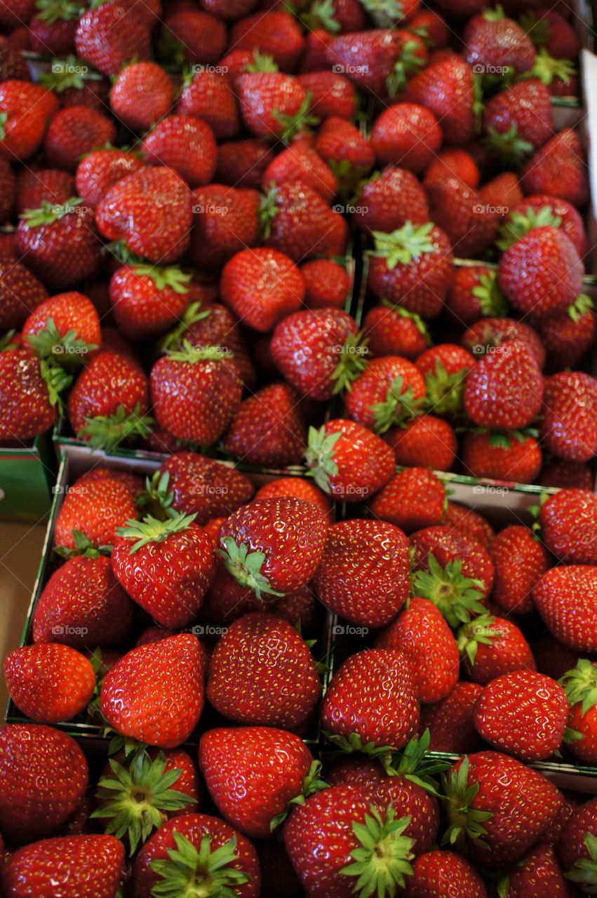 Full frame shot of strawberries in market