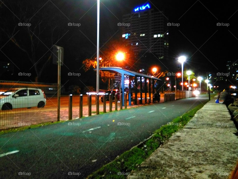 A street light, light pole, lamppost, street lamp, light standard, or lamp standard