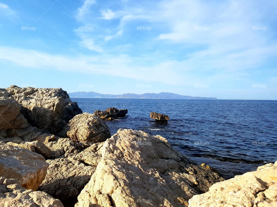 Nice rock landscape near the sea at L'Escala, Catalonia