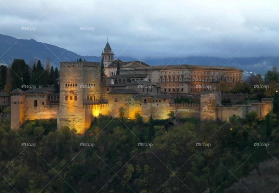 The Alhambra After Sunset, Granada, Spain