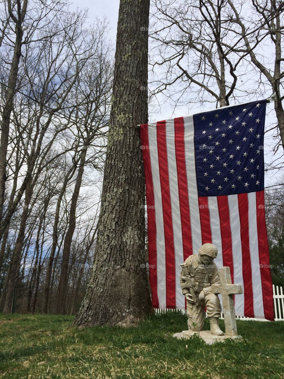 Fallen Soldier Memorial in a front yard 