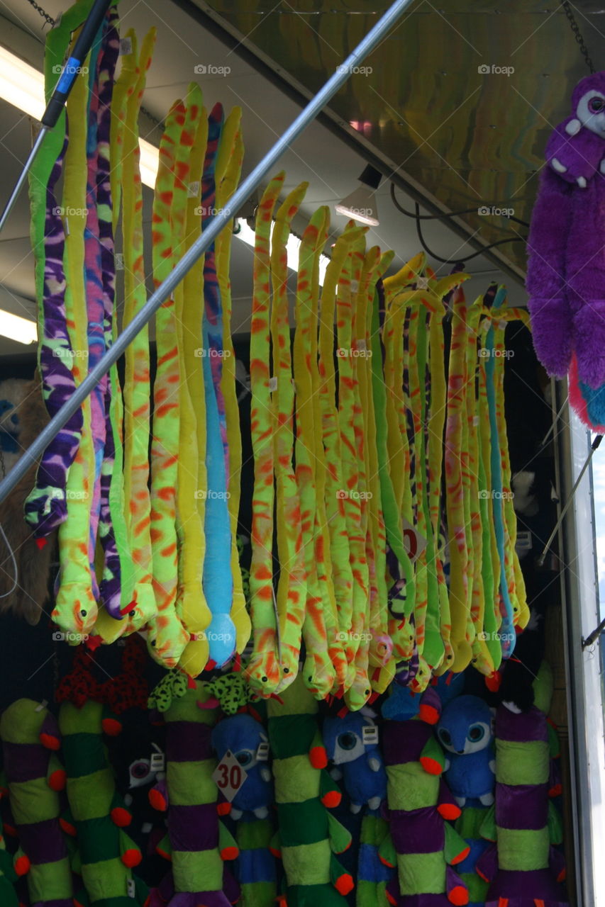 Winner. Prizes ready at a carnival. 