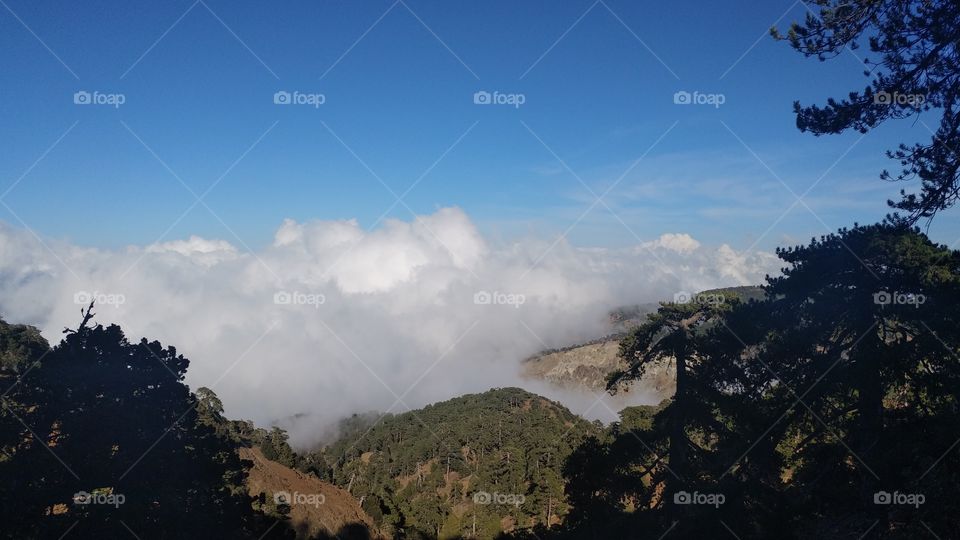Stunning cloudy sky cover mountains at Cyprus Troodos