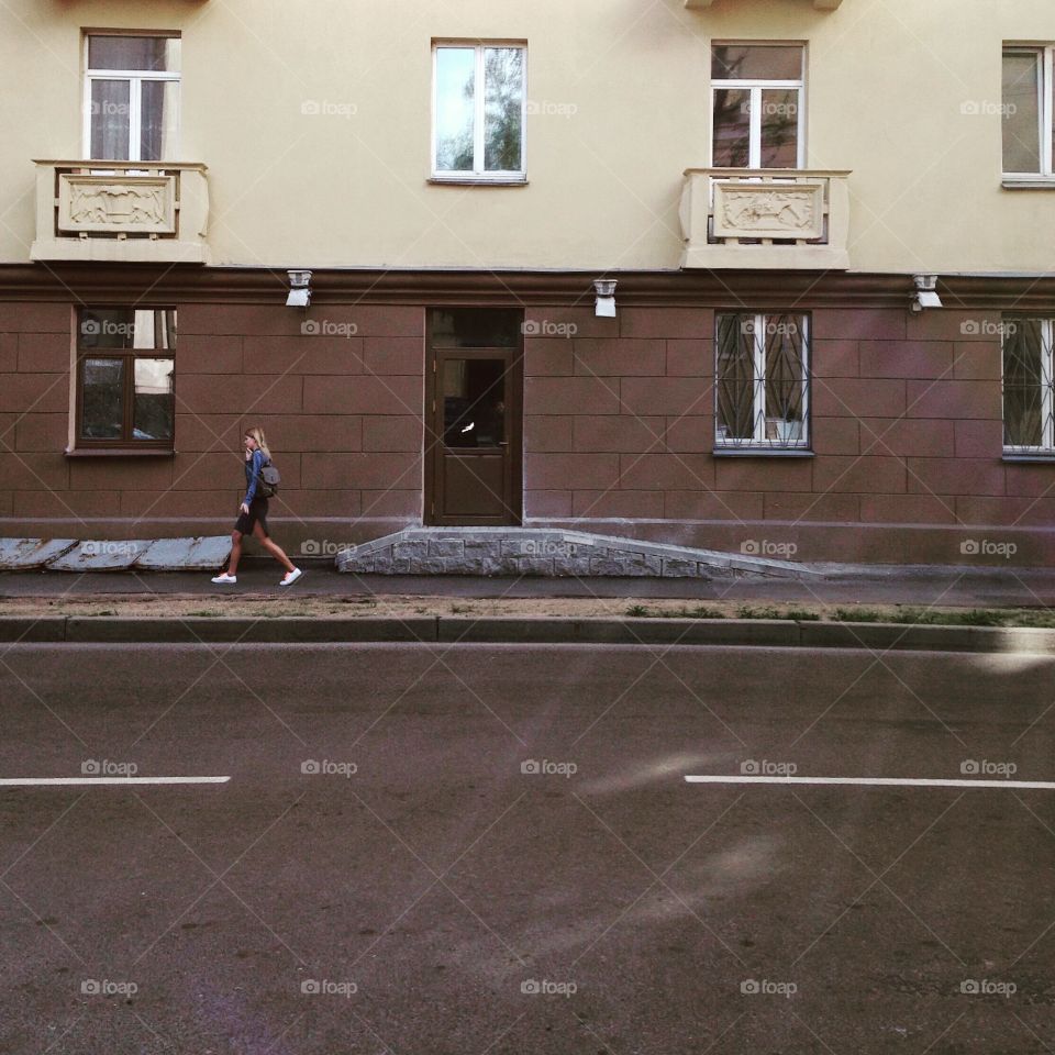 Woman walking on the street