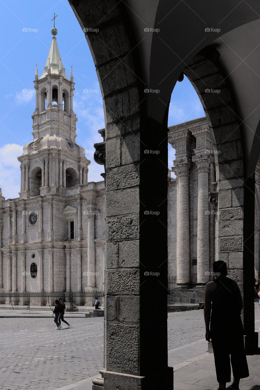 Cathedral of the city of Arequipa. Colonial architecture