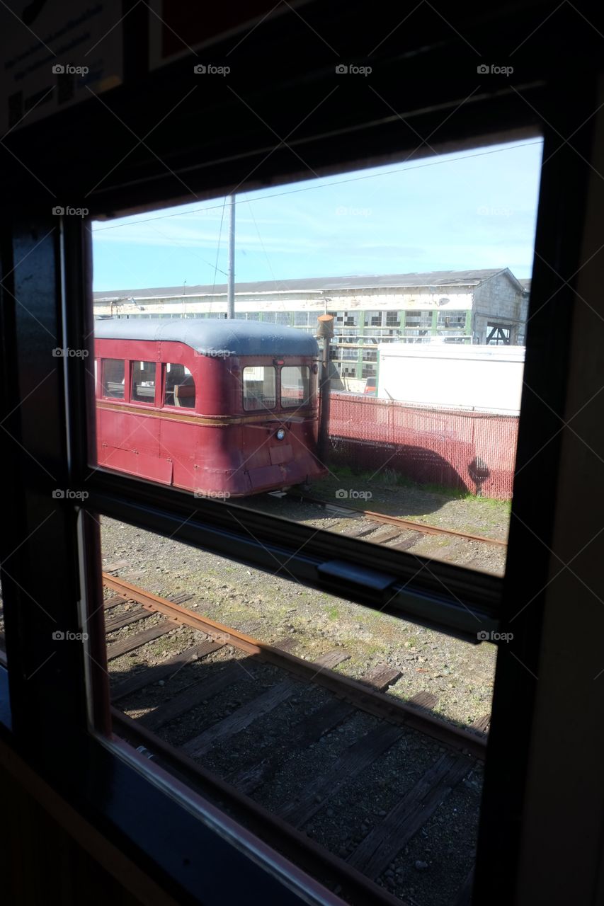 Looking through train window