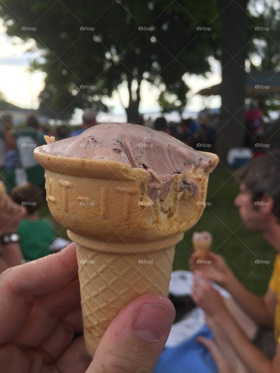 Ice cream at the park. Ice cream at the concert in the park 
