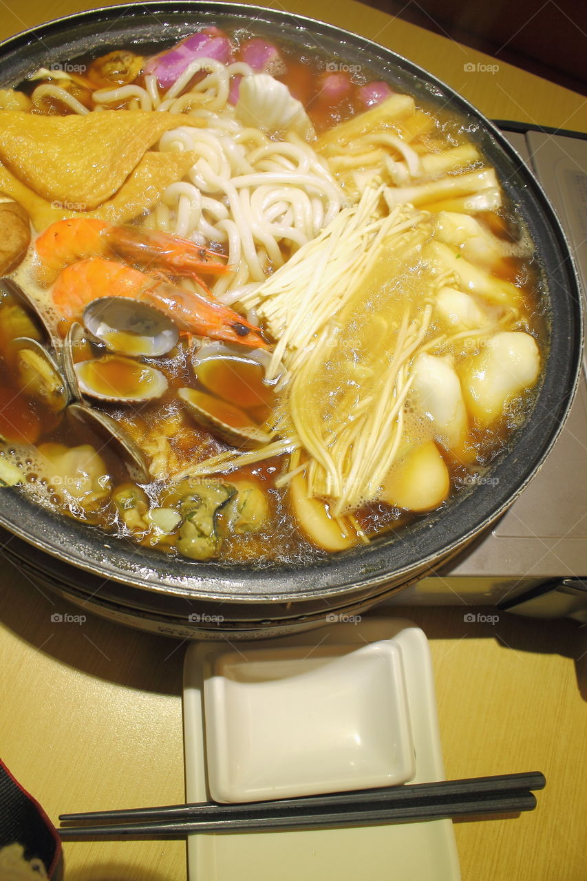 Seafood ragout in a pan
