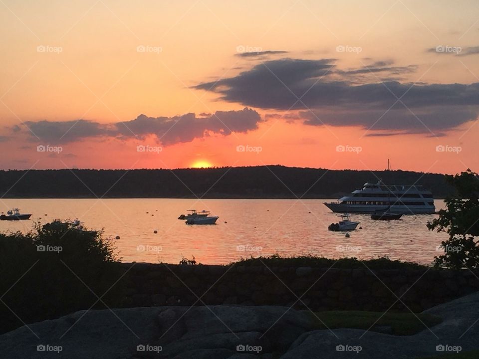Beautiful Sunset with boats in the water
