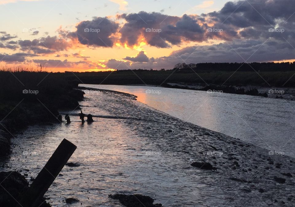 Sunset over river