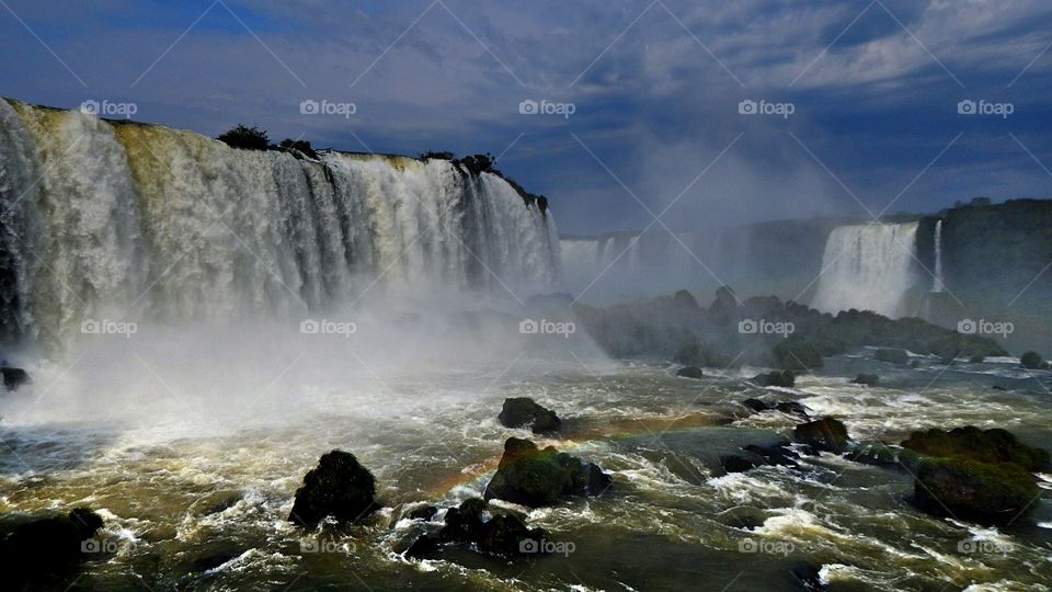 Scenic view of waterfall in brazil