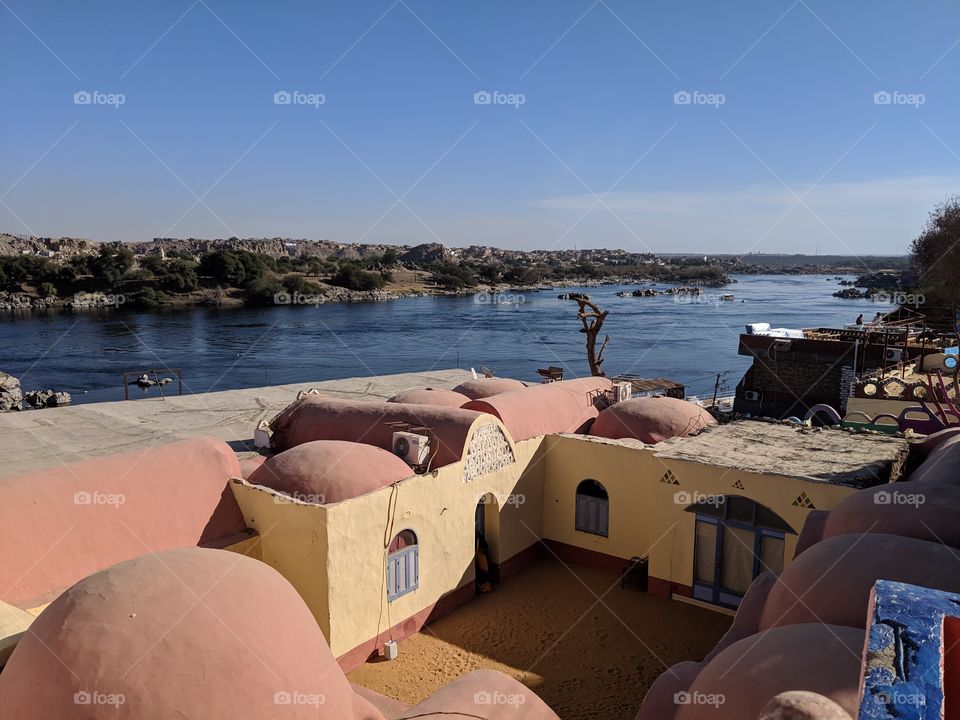 The Nile River behind Anakato Nubian Village in Aswan, Egypt