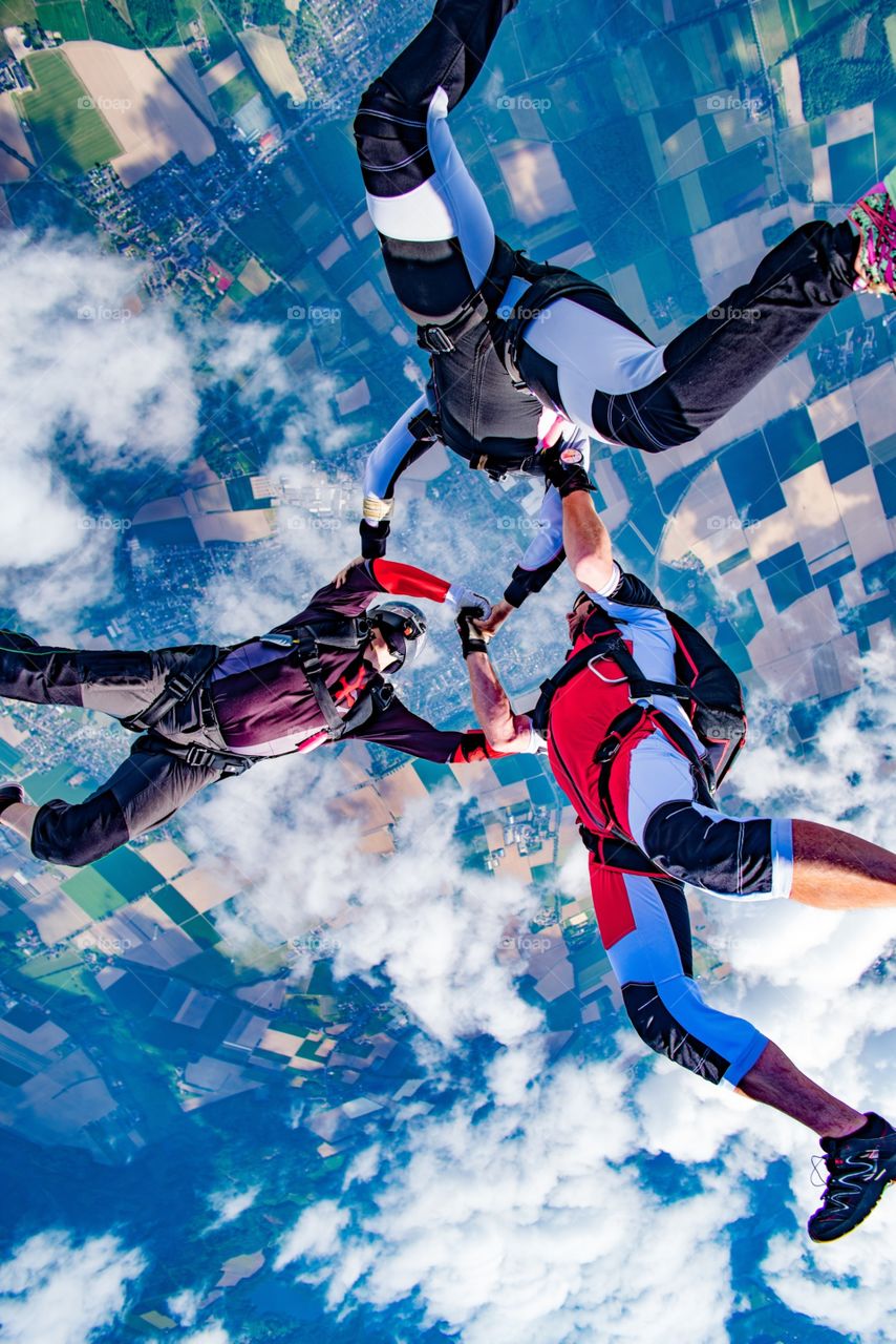 In the middle of a skydive