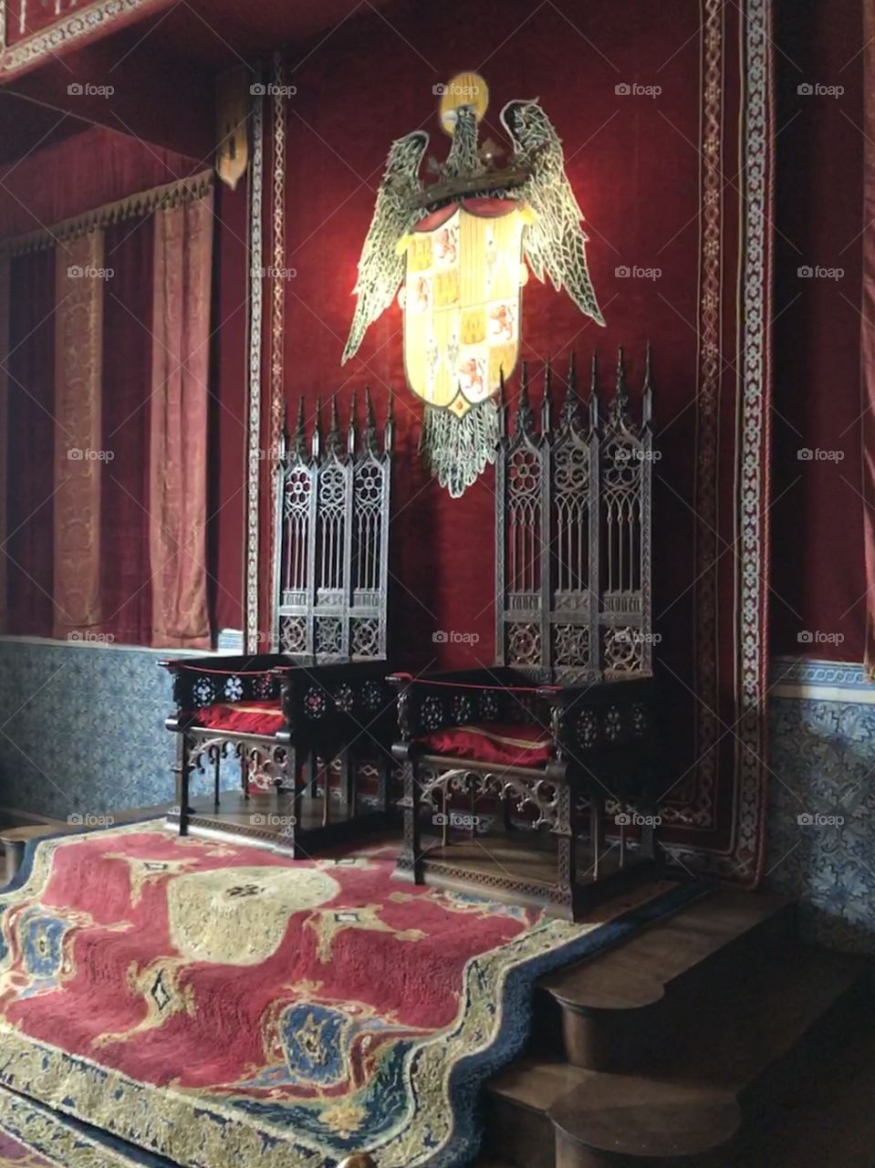 The thrones inside the Alcázar de Segovia in Spain. 