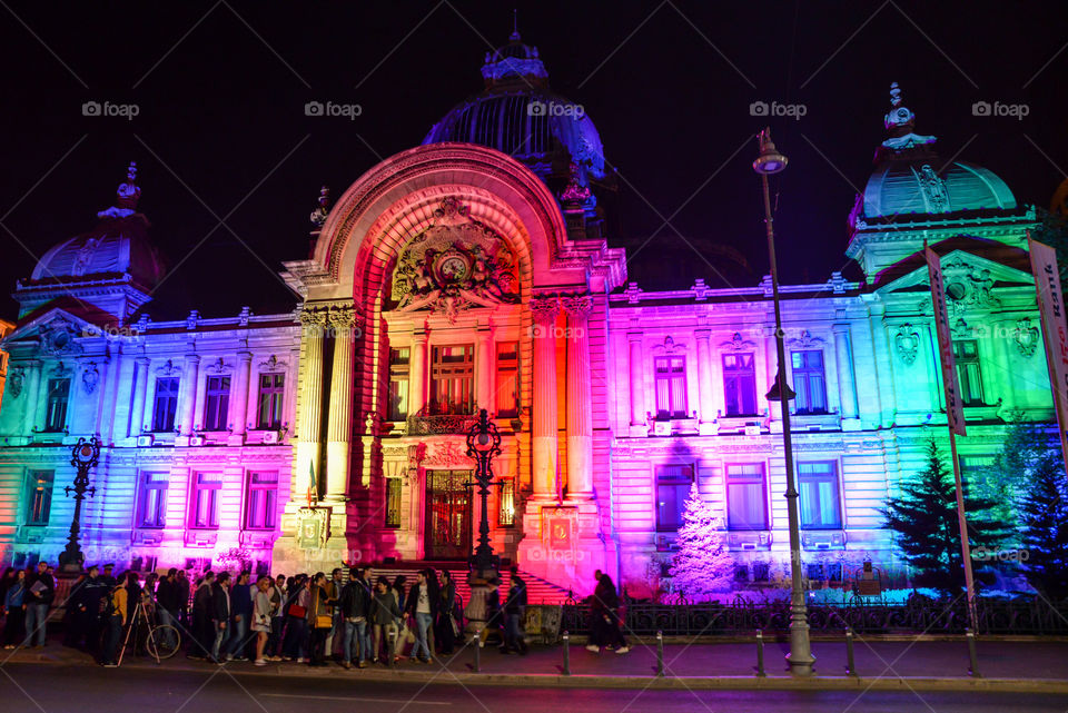 Light festival cec bank in bucharest