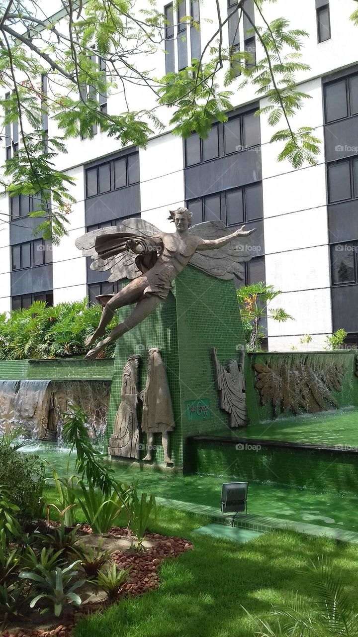 garden of the São Rafa hospital. Archangel Raphael sculpture