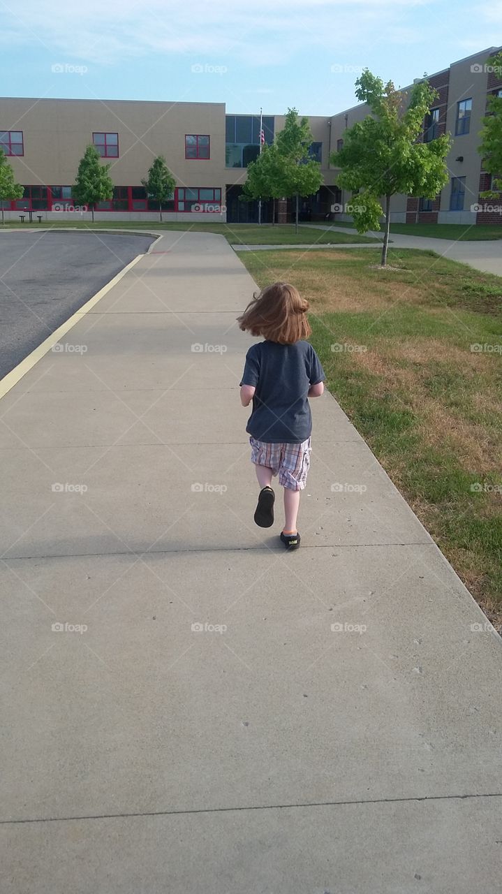 running to school