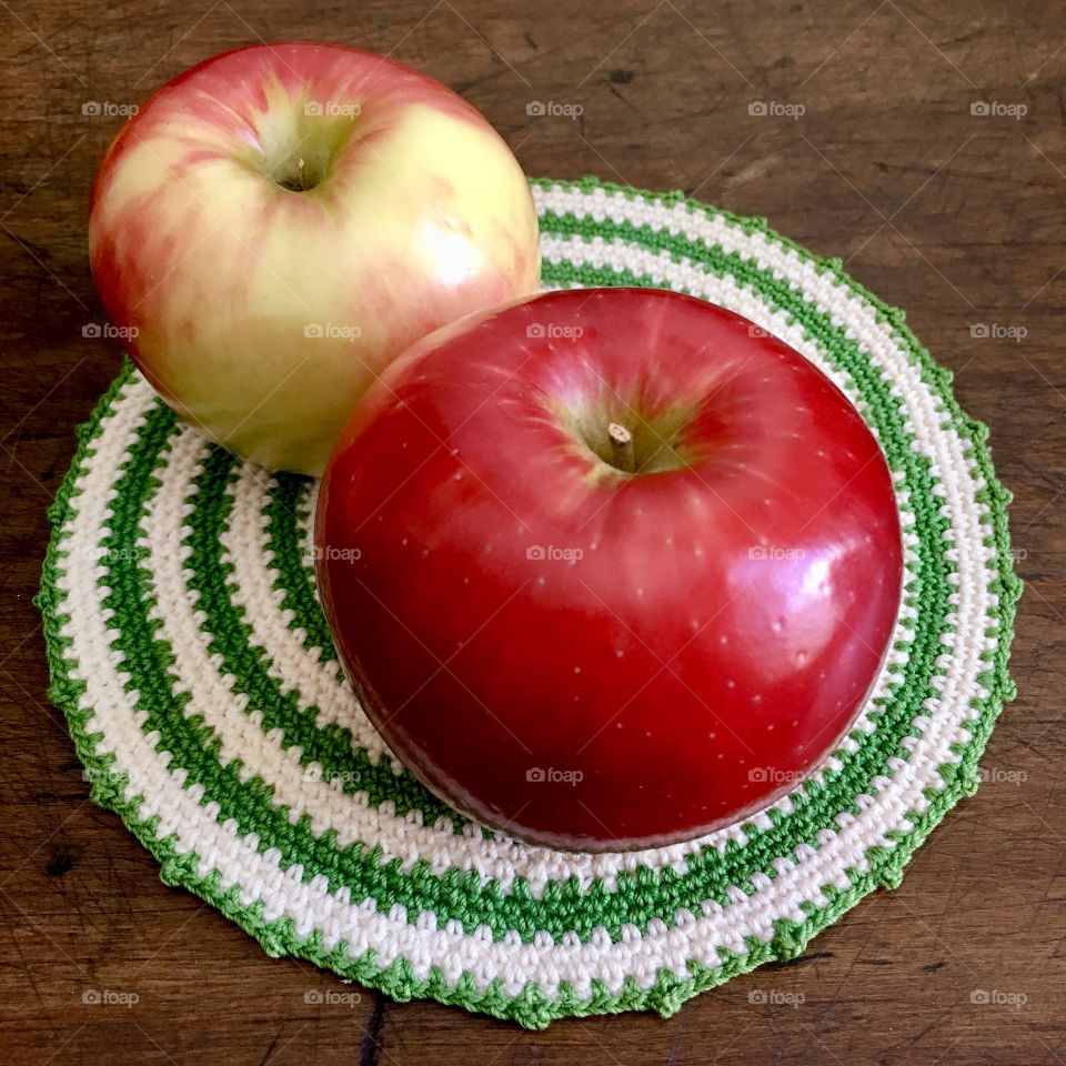 Apples on antique table