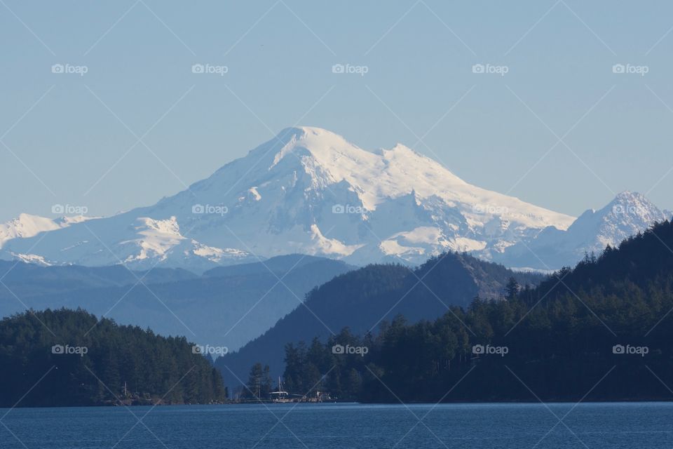 Mountains, islands, forest, water
