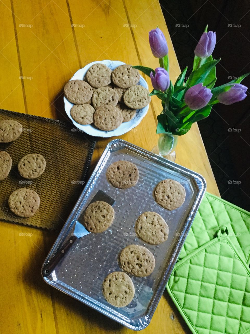 Delicious freshly baked homemade cookies. Warm homemade cookies just coming out of the oven.