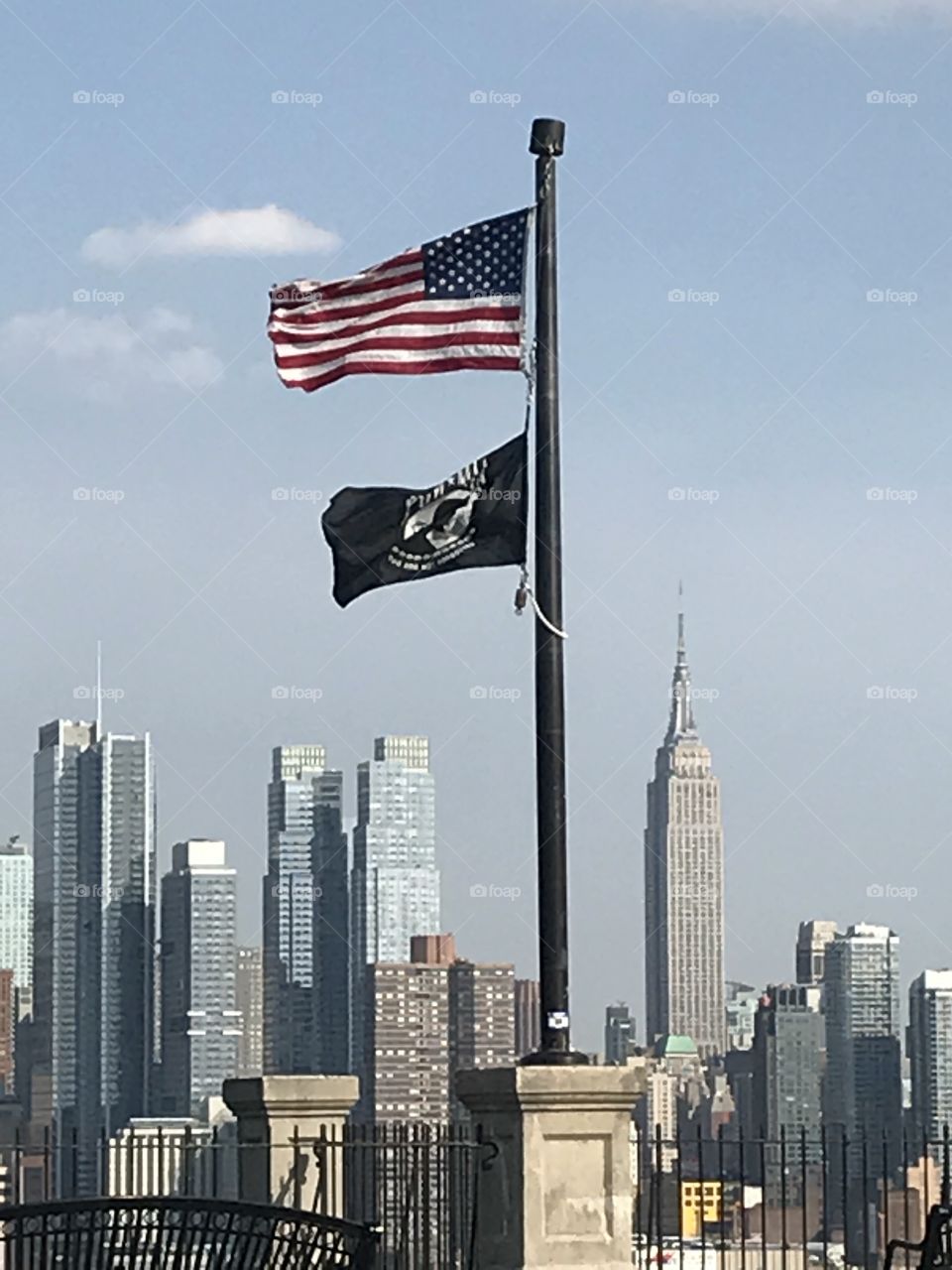 Flags on the Skyline Hudson River Weehawken Waterfront 