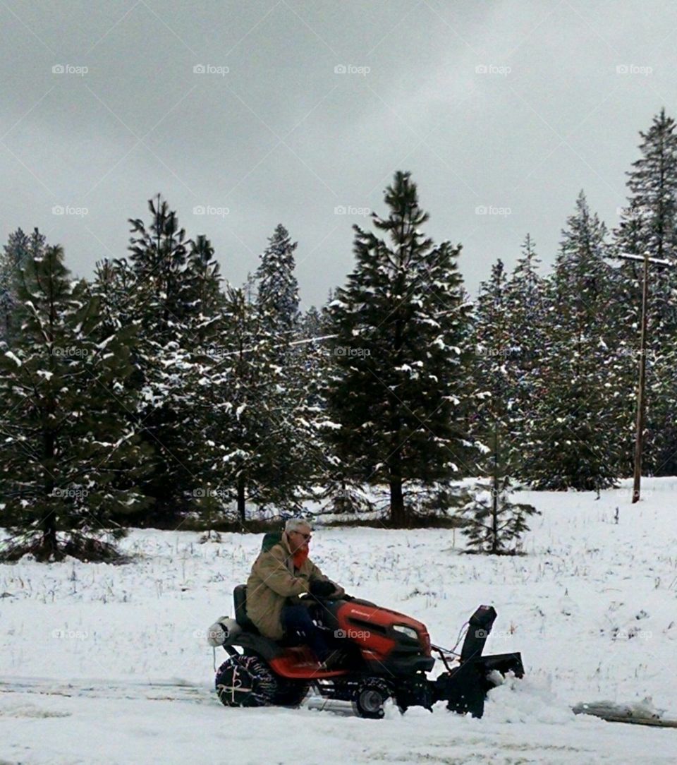 Plowing the Spring snow, let us get out
