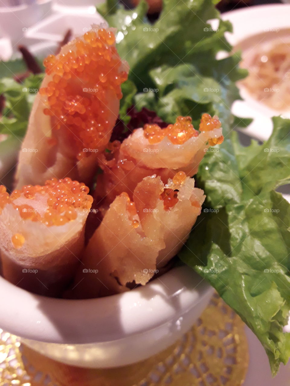 spring roll with fish eggs