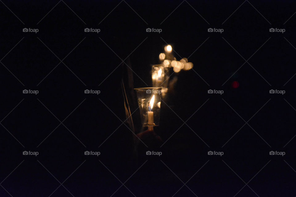 The glimmering lights over the darkness during Officer's Inauguration at National Police Academy, Lido, West Java, Indonesia. 