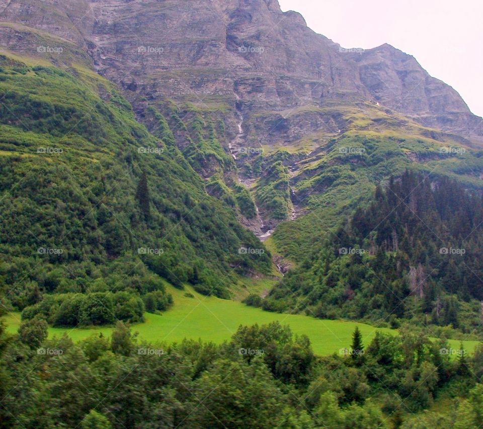 Swiss Waterfall. waterfall in Switzerland 