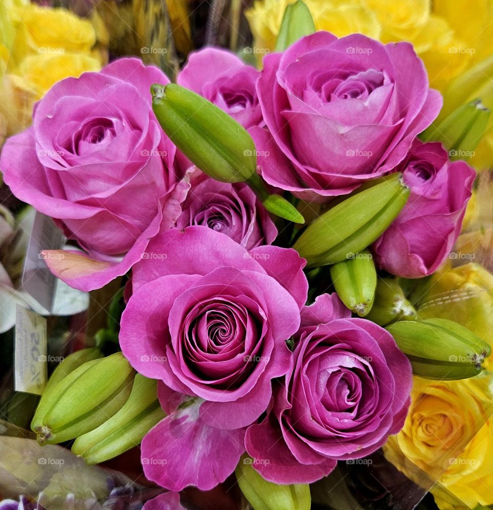 A really wonderful flower bouquet for sale in the store with pink roses suitable for Barbie