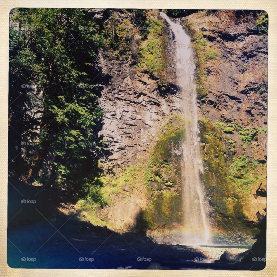 Waterfalls in the Columbia River Gorge, Washington. 