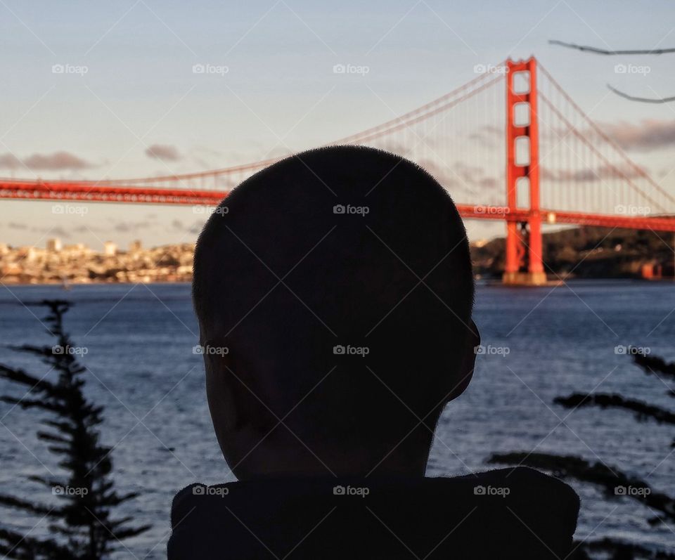 Boy and Golden Gate Bridge