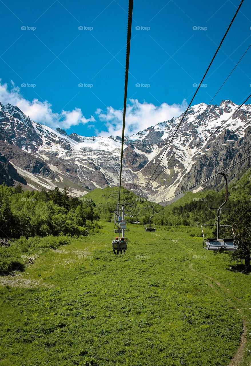 Cable car in the mountains