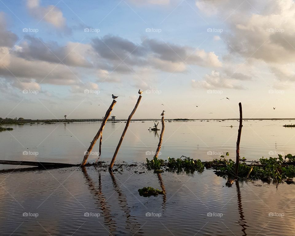Scenic view of lake against beautiful sky