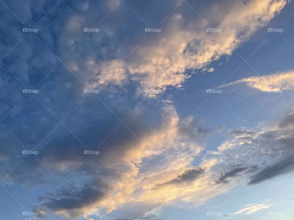 A cloudy sky. 