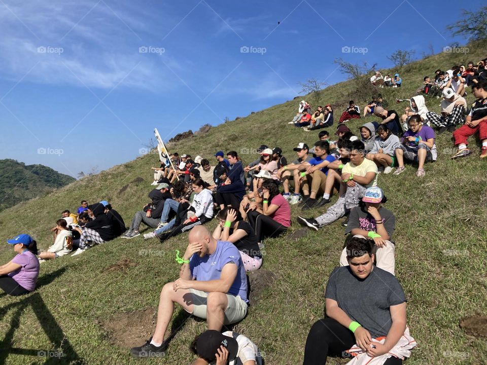 People on a hill