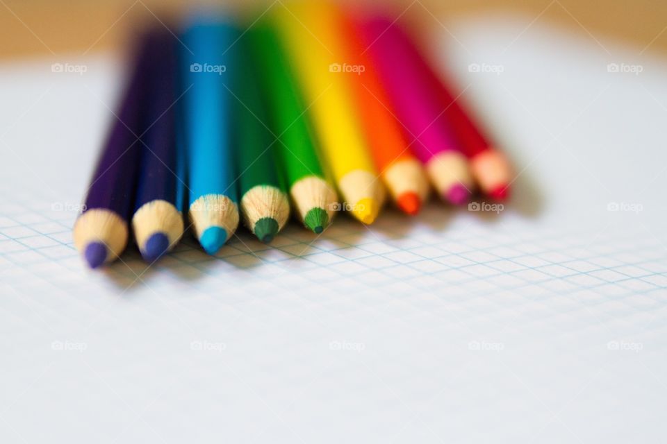 Long angle of colored pencils