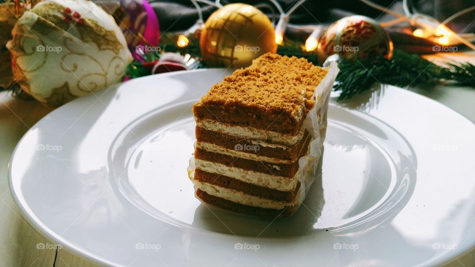 cake on a white plate