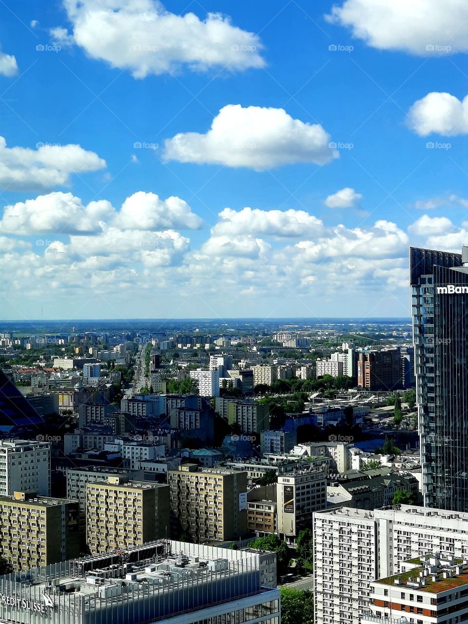 vue from up above urban area on sunny day