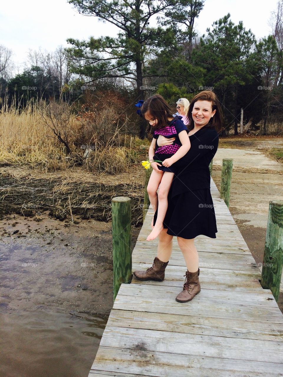 Family at the river