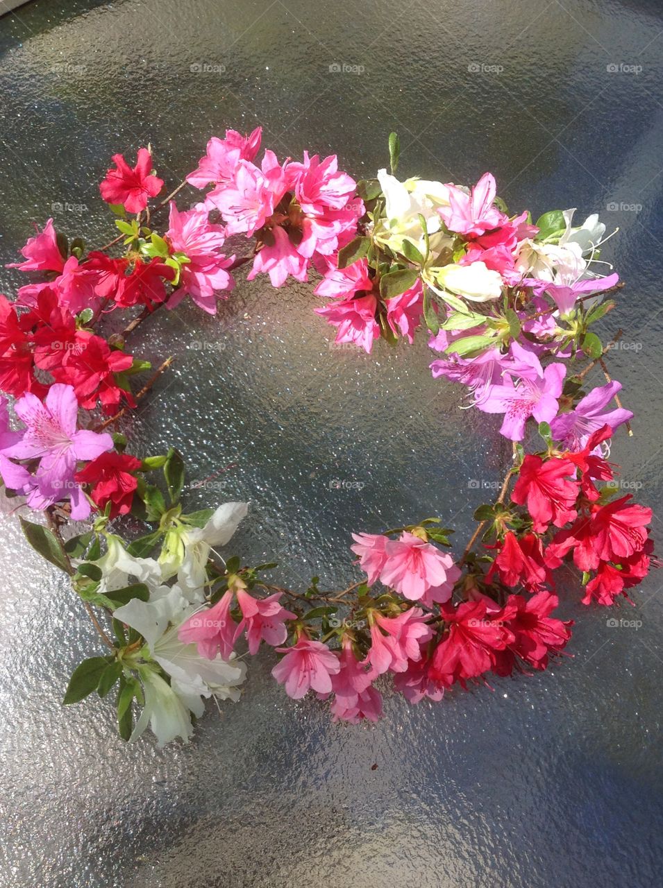 A photo of a handmade beautiful Spring flower crown.