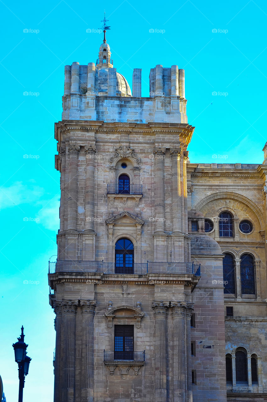 Top part of the cathedral in Malaga 