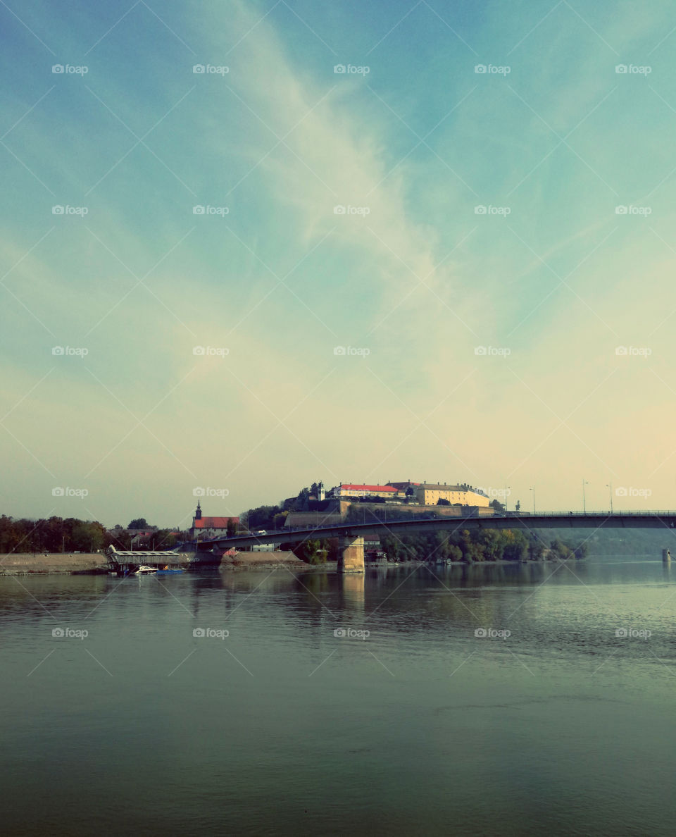 petrovaradin fortress, novi sad, serbia, river and bridge