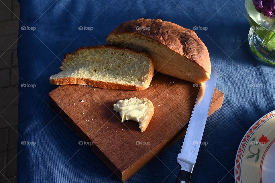 the freshly baked bread