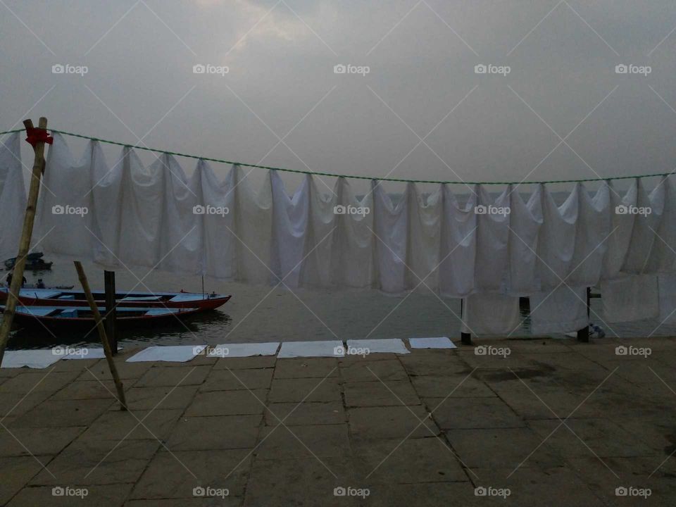 clothesline on the river bank