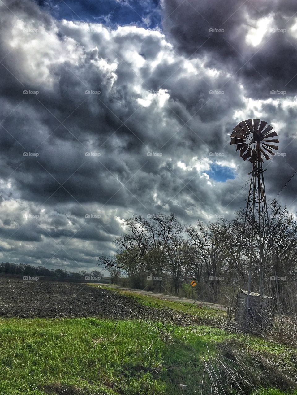 Windmill in bad weather