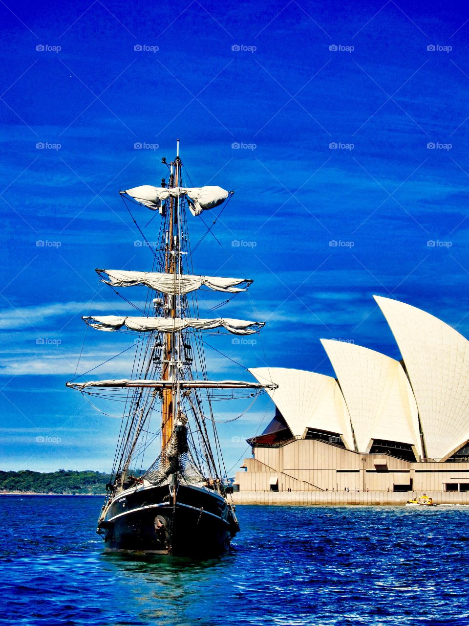 Sydney Opera House and a Tall Ship. Sydney Opera House and a Tall Ship