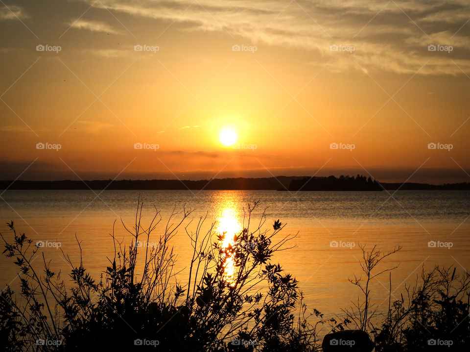 landscape of Drummond Island sunset in lake Huron