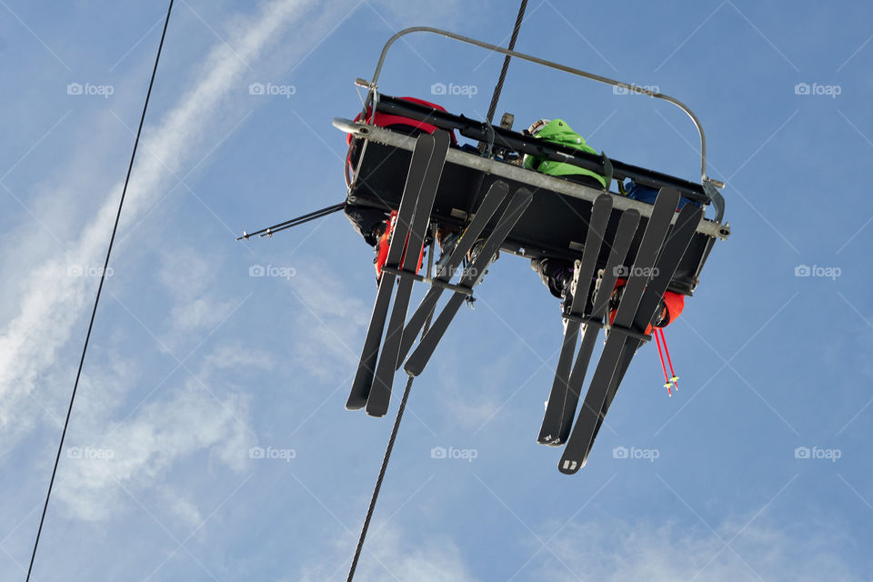 Low angle view of chairlift