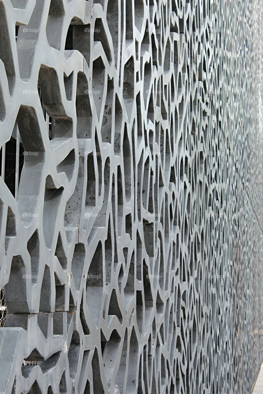 Artistic steel structure of a museum in Marseille, France